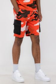 Weiv Mens Full Camo Sweat Shorts (Color: Red, size: XL)