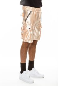Satin Street Cargo Shorts (Color: CHAMPAGNE, size: S)