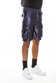 Satin Street Cargo Shorts (Color: NAVY, size: 3XL)