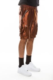 Satin Street Cargo Shorts (Color: Brown, size: L)