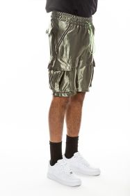 Satin Street Cargo Shorts (Color: OLIVE, size: M)