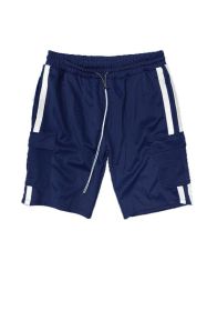 Two Stripe Cargo Pouch Shorts (Color: BLACK WHITE, size: 2XL)