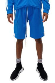 Two Stripe Cargo Pouch Shorts (Color: AQUA WHITE, size: S)