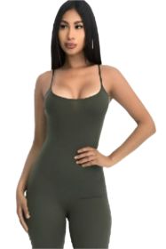 WARM OPEN BACK BODYCON JUMPSUIT (Color: Small, size: Olive)