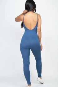 WARM OPEN BACK BODYCON JUMPSUIT (Color: Medium, size: Olive)