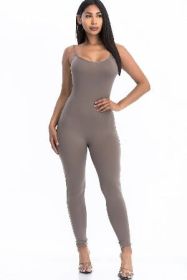 WARM OPEN BACK BODYCON JUMPSUIT (Color: Large, size: Taupe)