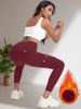 Sports high waisted and hip lifting yoga pants, button pockets, sports leggings, tight fitting slimming and warm work pants for women