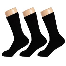 Cotton Crew Socks for Women 3 Pairs Breathable Sport Socks Shoe Size 9 to 11 (Color: Black)