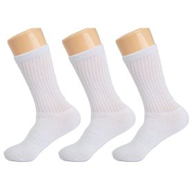 Cotton Crew Socks for Women 3 Pairs Breathable Sport Socks Shoe Size 9 to 11 (Color: White)