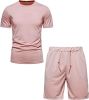 Men's 2 Piece Short Sets Outfits Round Collar Suit Solid Color Casual Track Suits