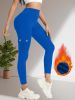 Sports high waisted and hip lifting yoga pants, button pockets, sports leggings, tight fitting slimming and warm work pants for women