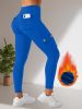 Sports high waisted and hip lifting yoga pants, button pockets, sports leggings, tight fitting slimming and warm work pants for women