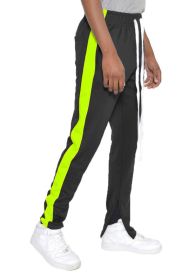 SINGLE STRIPE TRACK PANTS (Color: black lime, size: L)