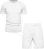 Men's 2 Piece Short Sets Outfits Round Collar Suit Solid Color Casual Track Suits